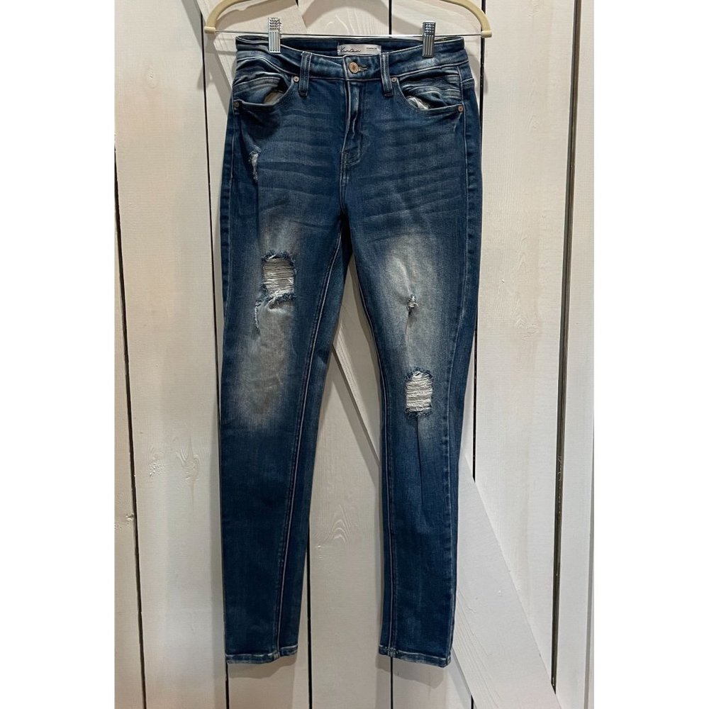 Kancan hi rise distressed skinny jean 27